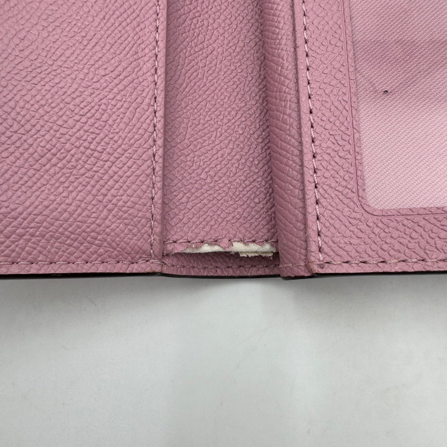 Coach Pink Leather Floral Embellished Bifold Compact Wallet