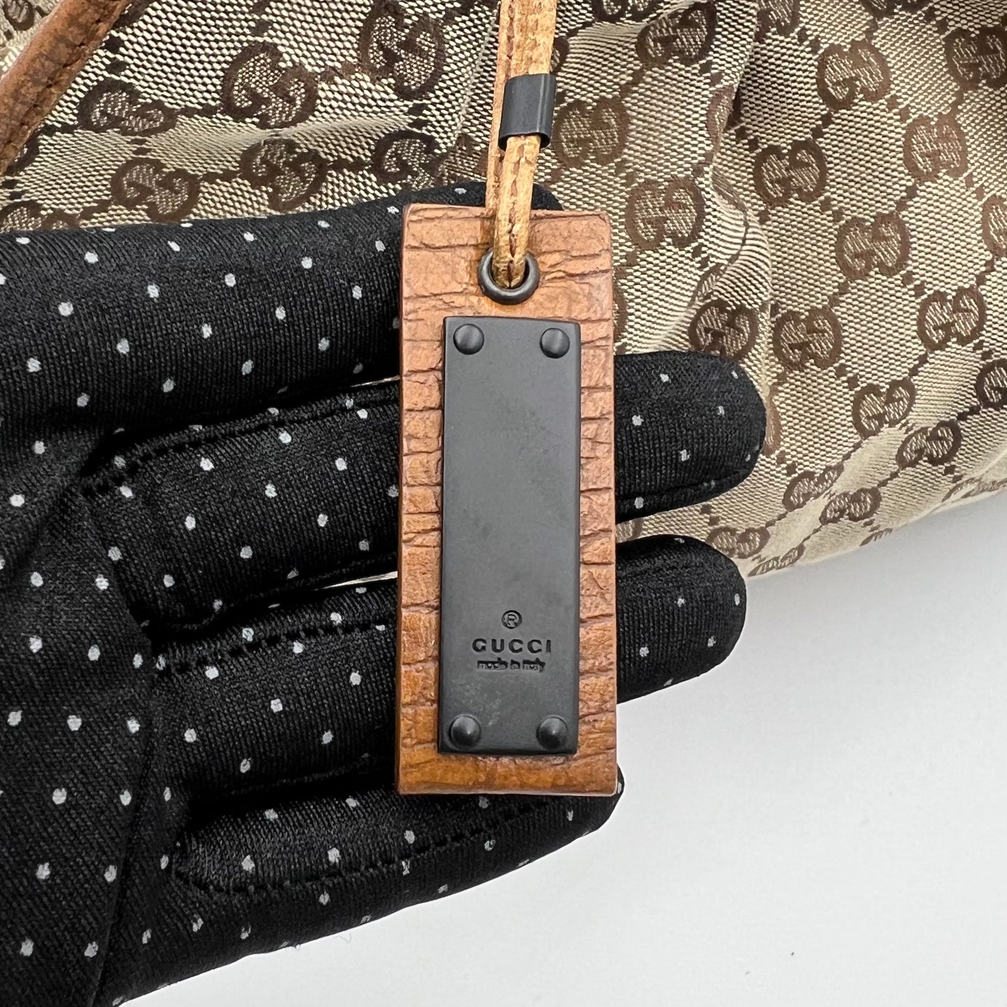 Gucci Monogram Canvas Drawstring Hobo Bag