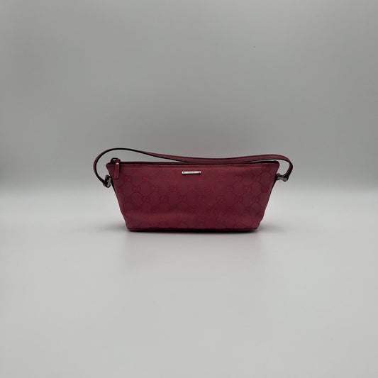 Gucci Pink Monogram Canvas and Leather Boat Pochette