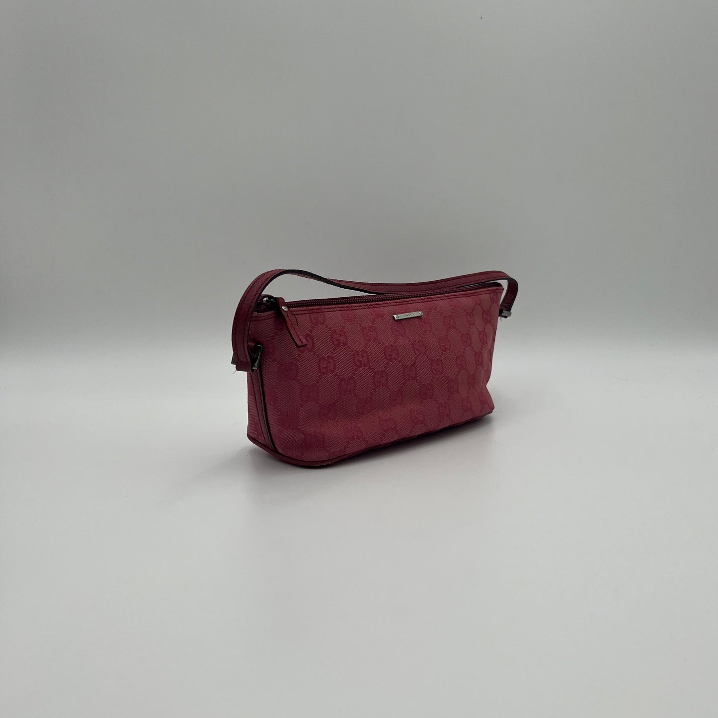 Gucci Pink Monogram Canvas and Leather Boat Pochette