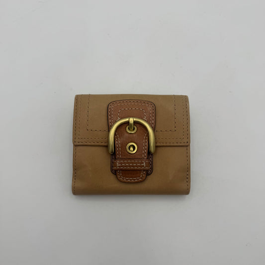 Coach Vintage Tan Brown Leather Soho Buckle Bifold Short Wallet