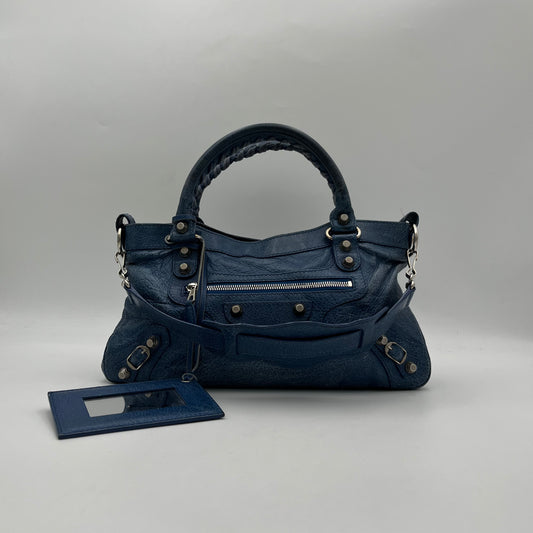 Balenciaga Blue Leather First Handbag