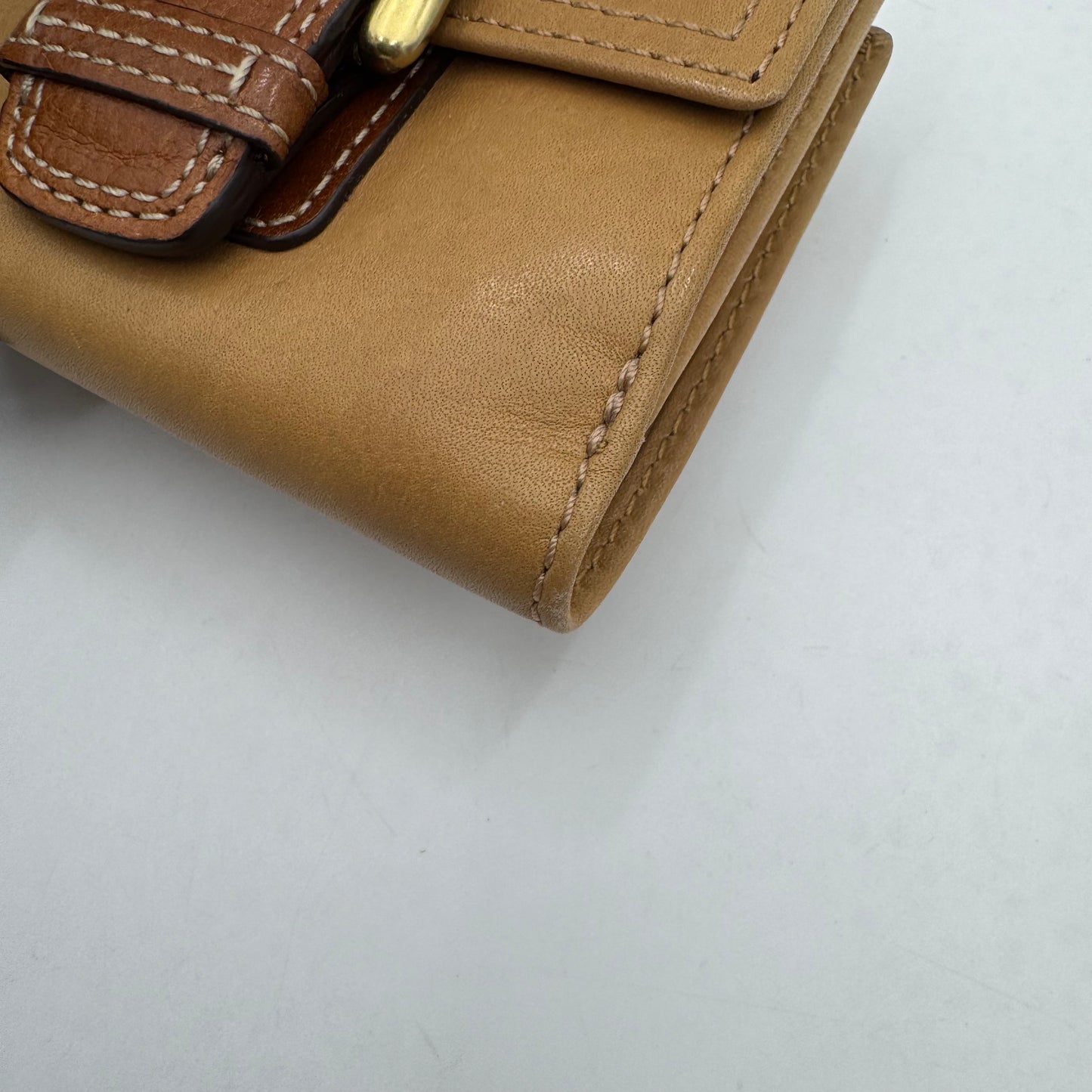 Coach Vintage Tan Brown Leather Soho Buckle Bifold Short Wallet