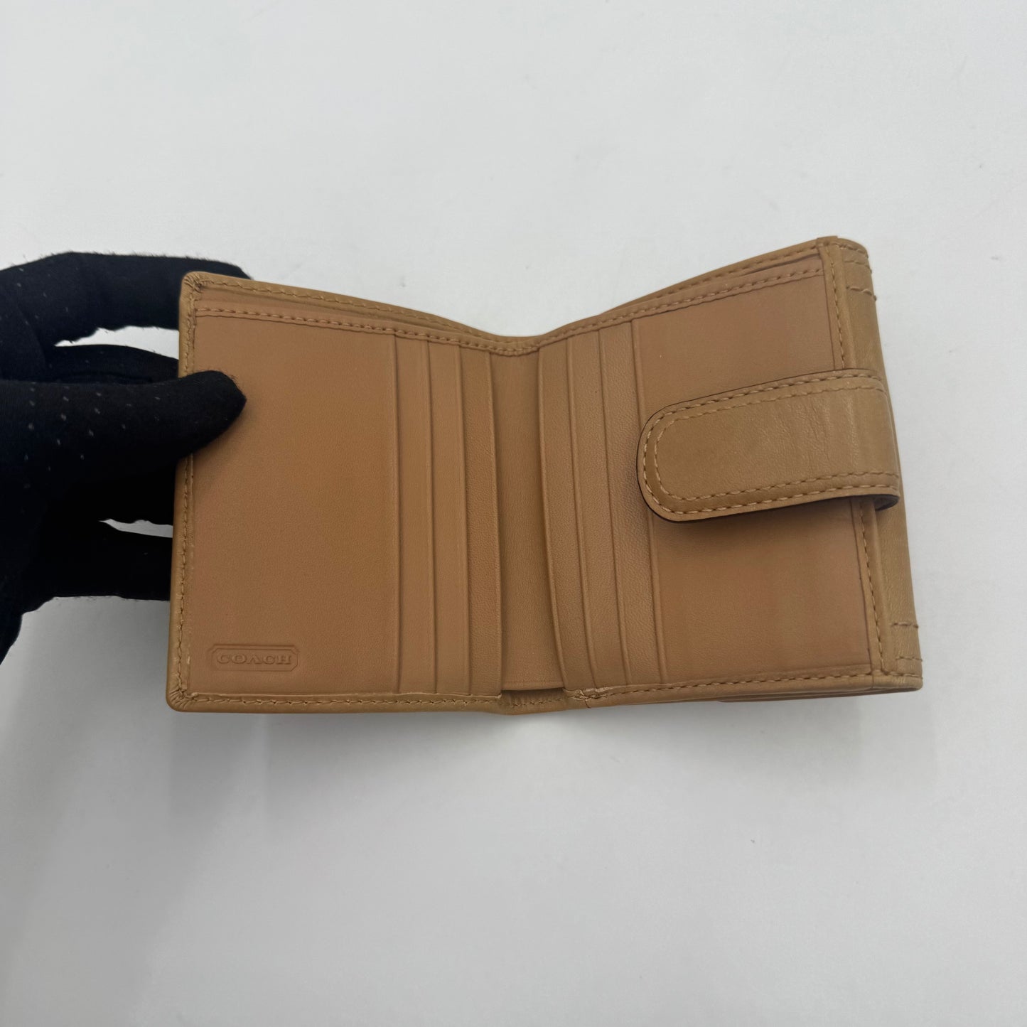 Coach Vintage Tan Brown Leather Soho Buckle Bifold Short Wallet