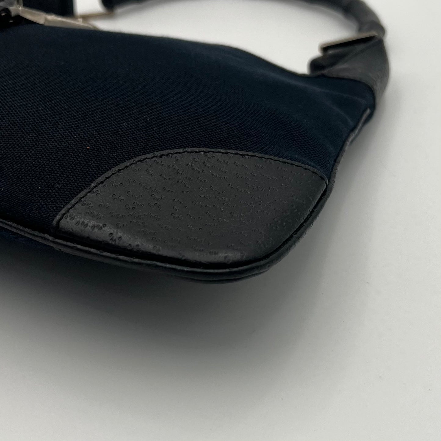 Gucci Black Canvas Bamboo Handle Jackie Shoulder Bag