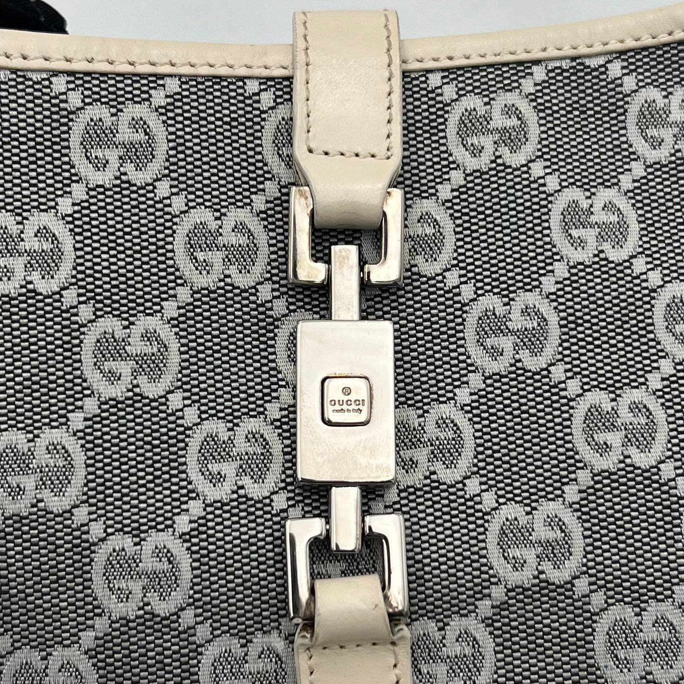 Gucci Dark Gray Monogram Canvas Jackie Hobo Shoulder Bag