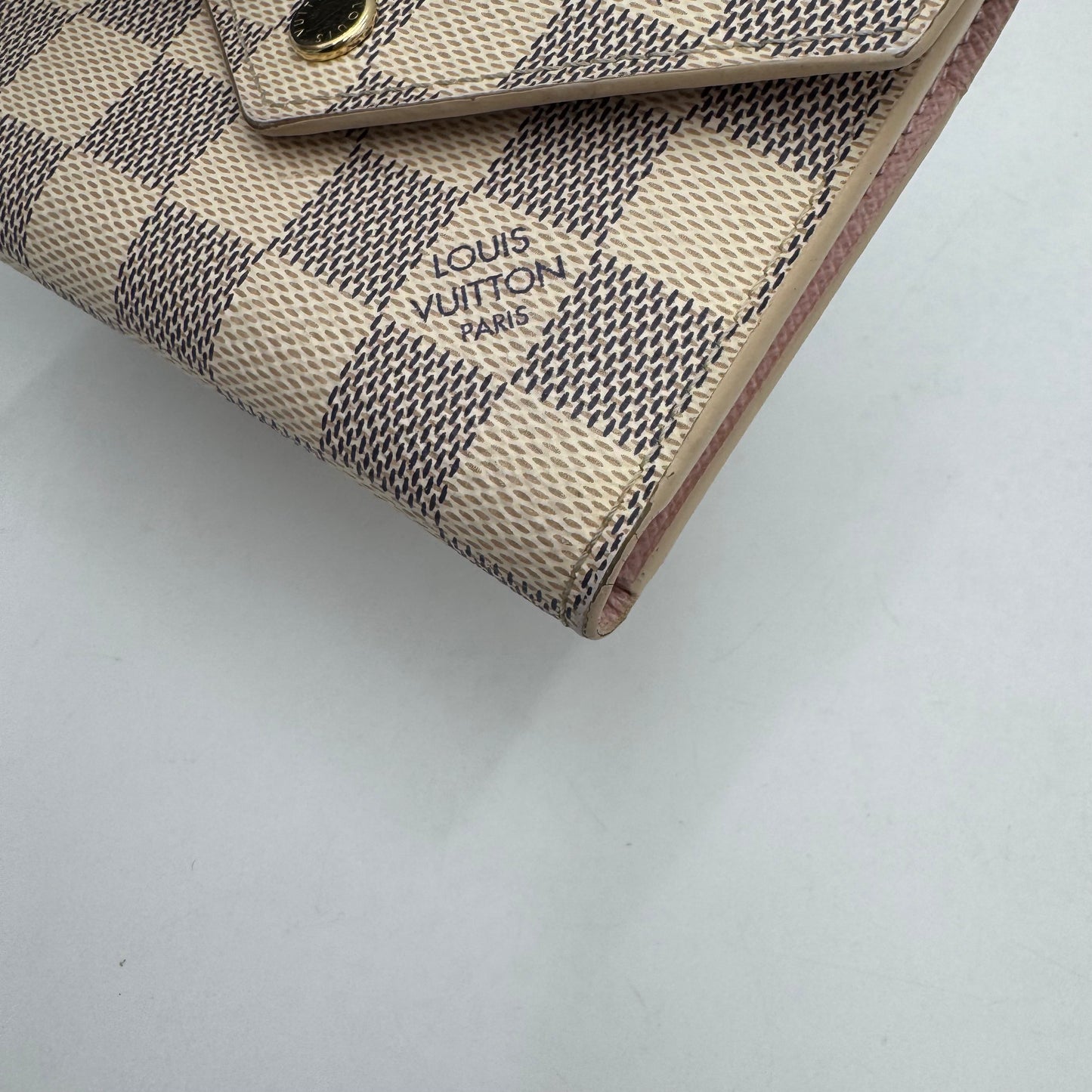 LV Damier Azur Rose Ballerine Victorine Trifold Short Wallet