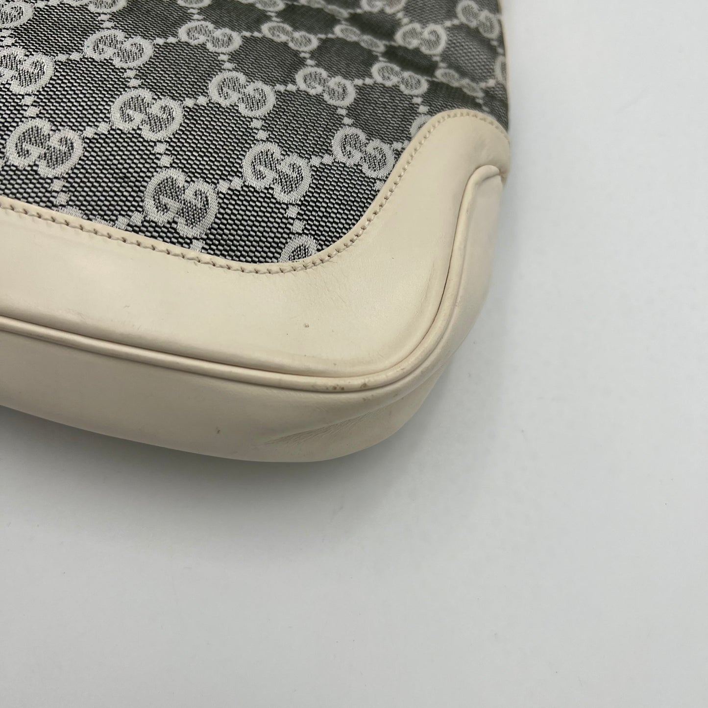Gucci Dark Gray Monogram Canvas Jackie Hobo Shoulder Bag