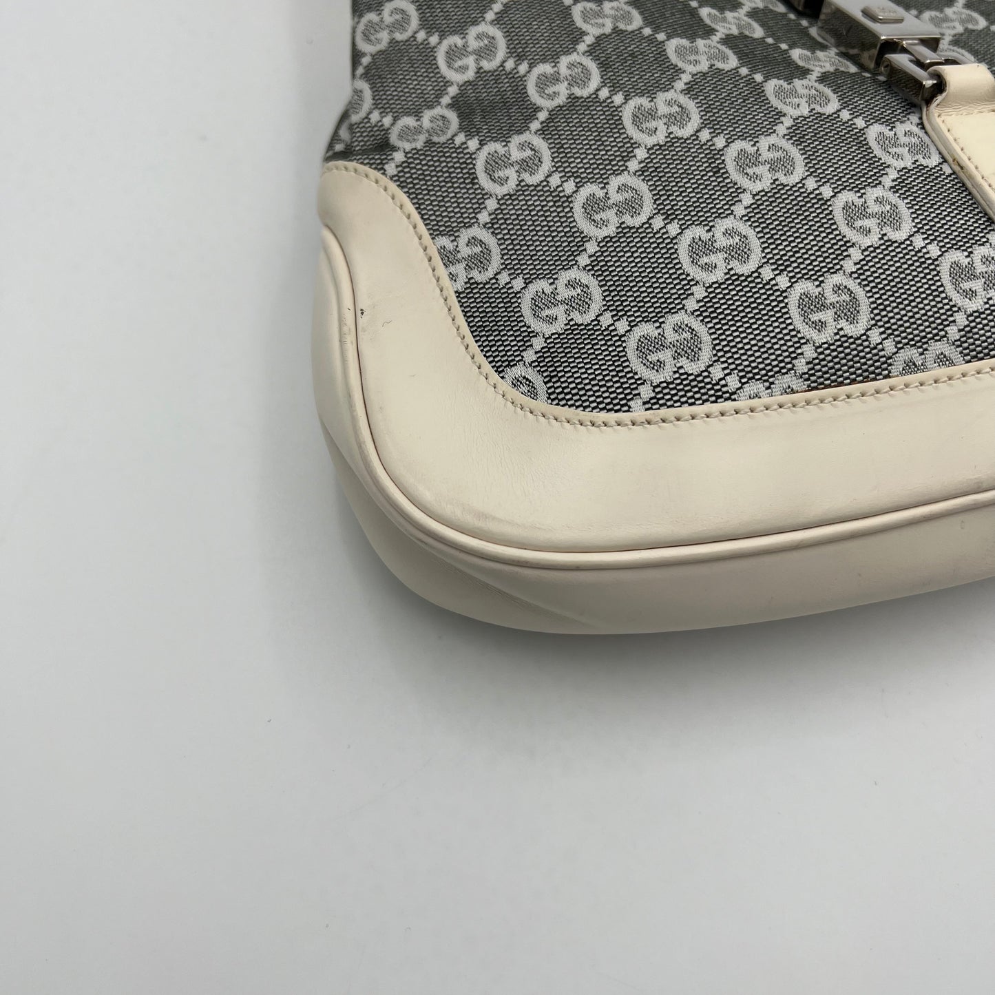 Gucci Dark Gray Monogram Canvas Jackie Hobo Shoulder Bag
