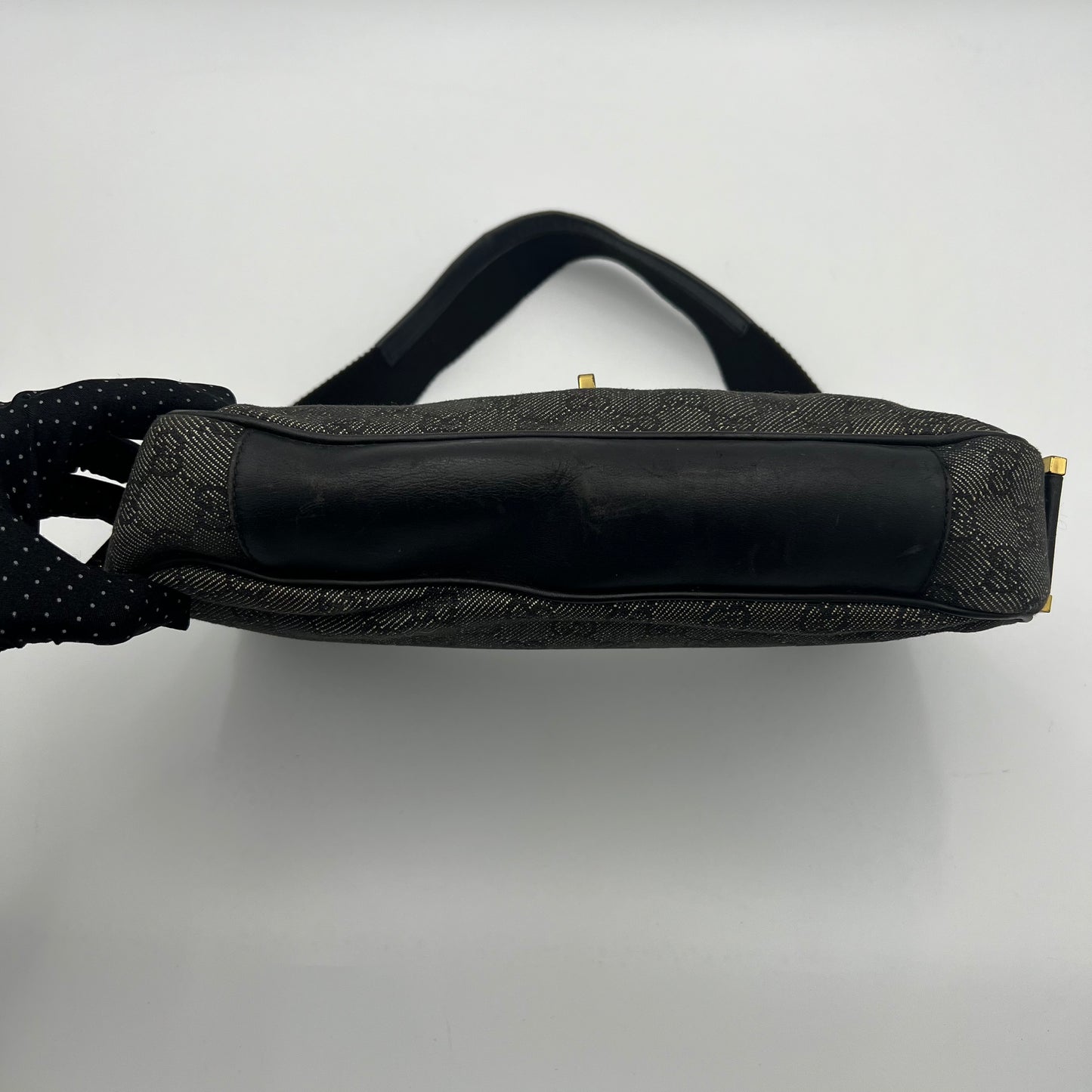 Gucci Dark Gray Monogram Canvas Jackie Hobo Shoulder Bag