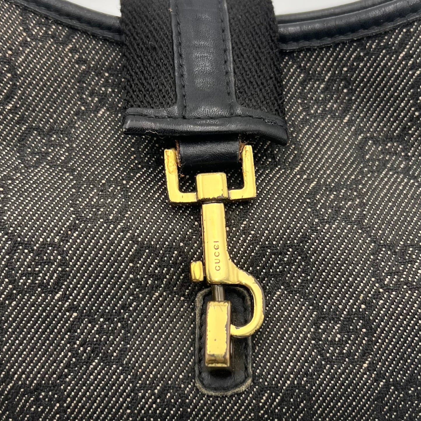 Gucci Dark Gray Monogram Canvas Jackie Hobo Shoulder Bag