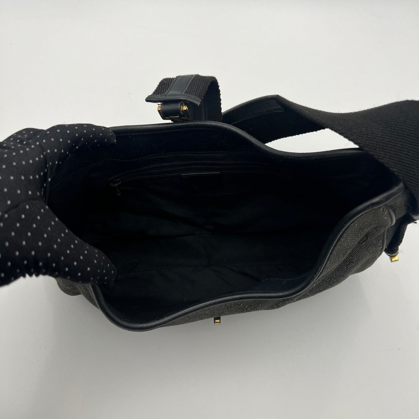 Gucci Dark Gray Monogram Canvas Jackie Hobo Shoulder Bag