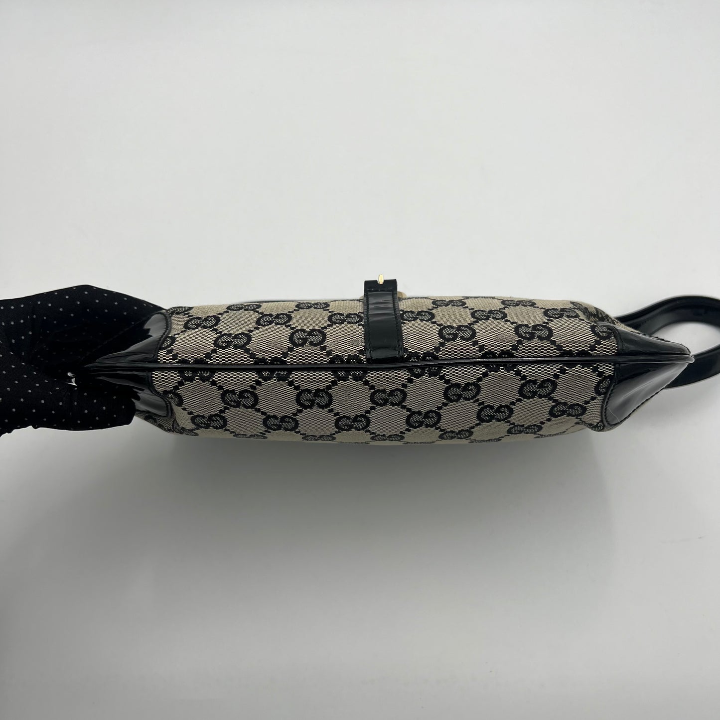 Gucci Black Monogram Canvas and Patent Leather Bolso Jackie Shoulder Bag