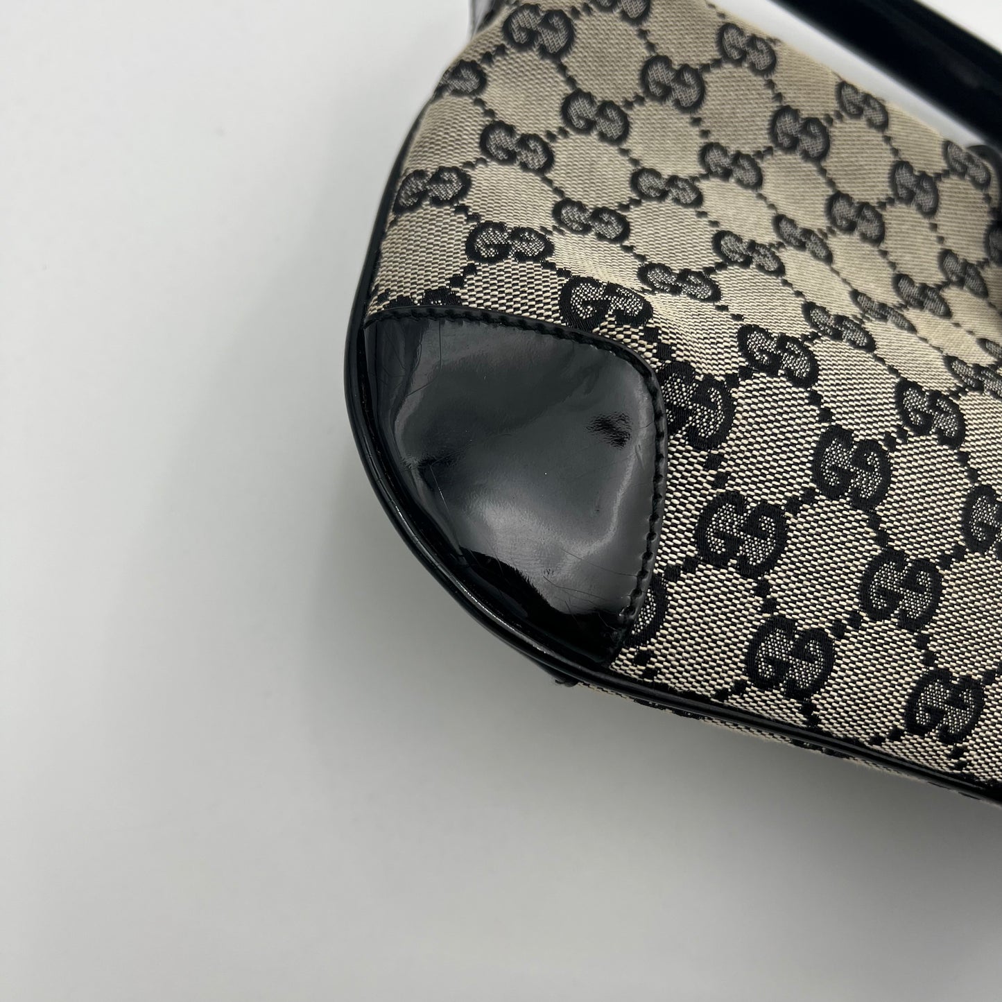 Gucci Black Monogram Canvas and Patent Leather Bolso Jackie Shoulder Bag