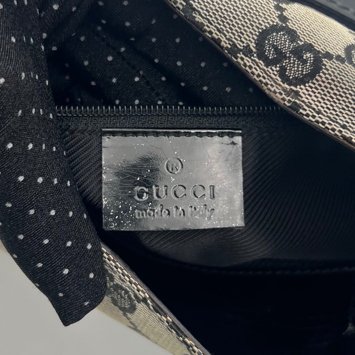 Gucci Black Monogram Canvas and Patent Leather Bolso Jackie Shoulder Bag