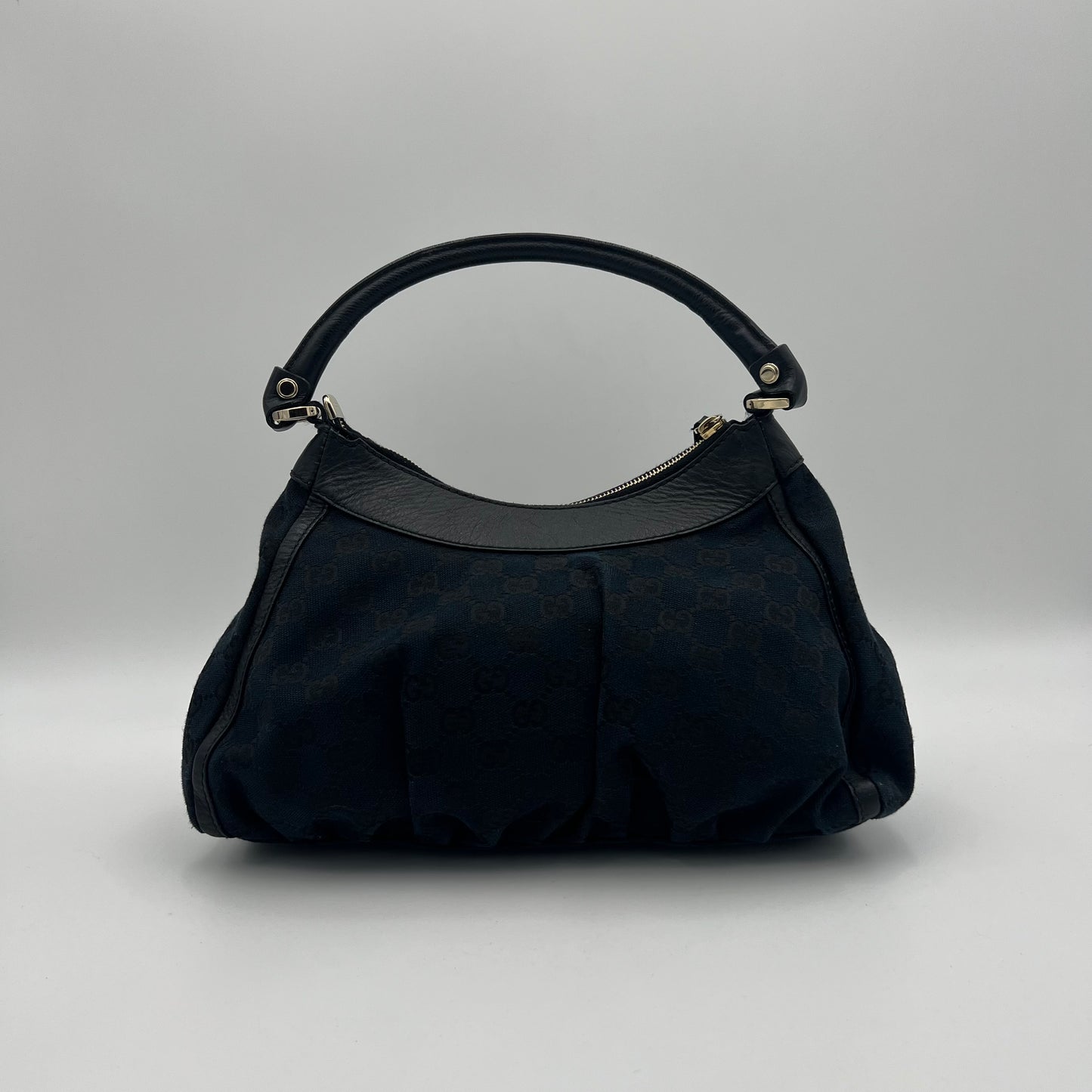 Gucci Black Monogram Canvas Abbey D-Ring Hobo Small Shoulder Bag