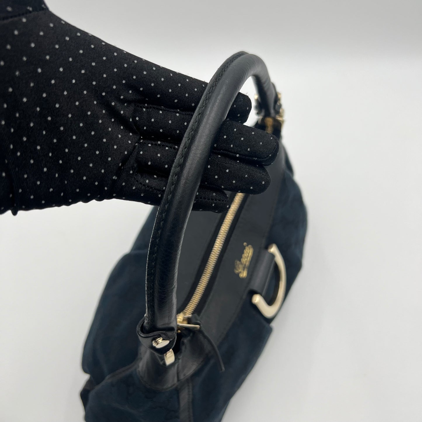 Gucci Black Monogram Canvas Abbey D-Ring Hobo Small Shoulder Bag