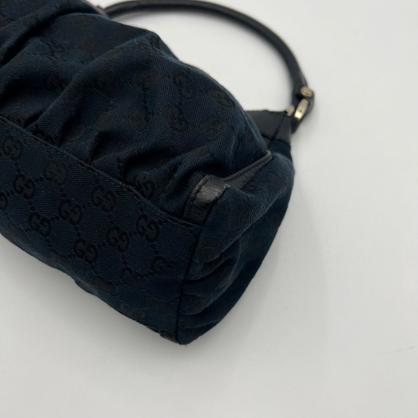 Gucci Black Monogram Canvas Abbey D-Ring Hobo Small Shoulder Bag