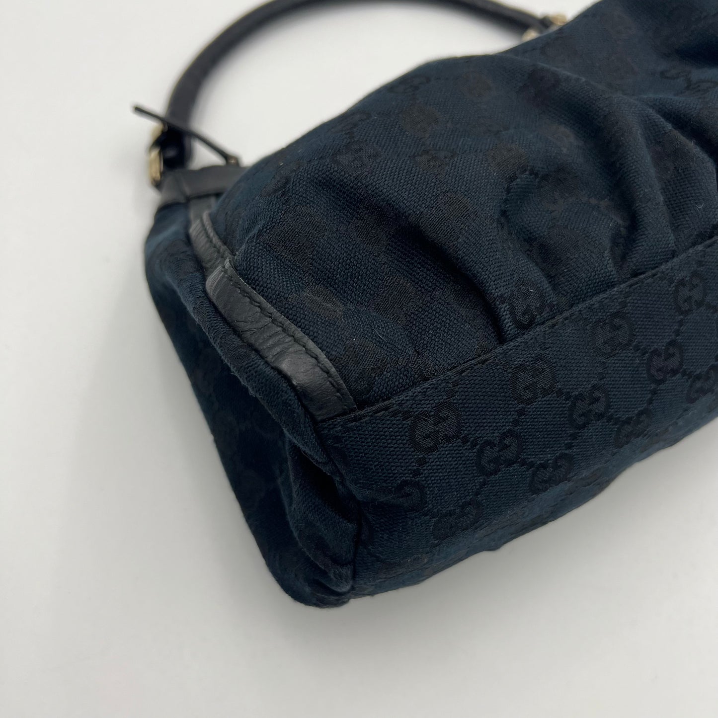 Gucci Black Monogram Canvas Abbey D-Ring Hobo Small Shoulder Bag