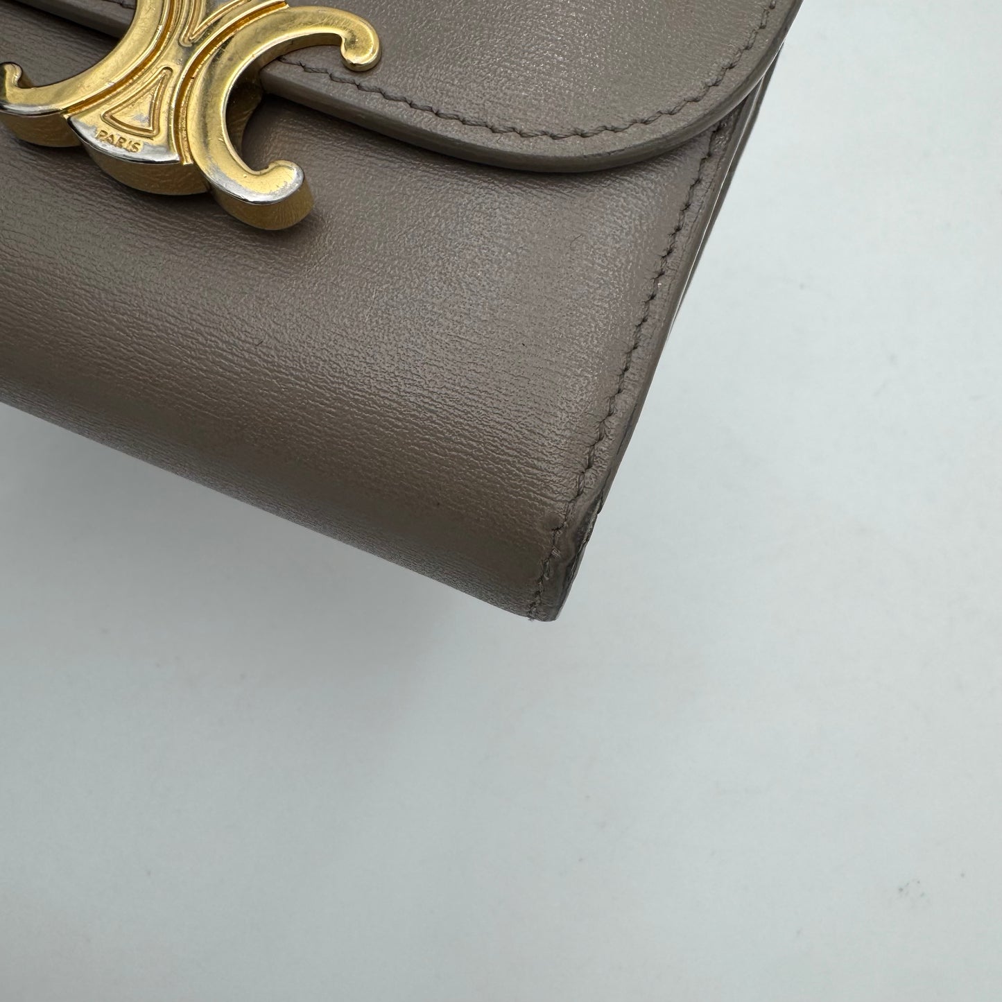 Celine Paris Pebble Shiny Calfskin Trifold Short Compact Wallet
