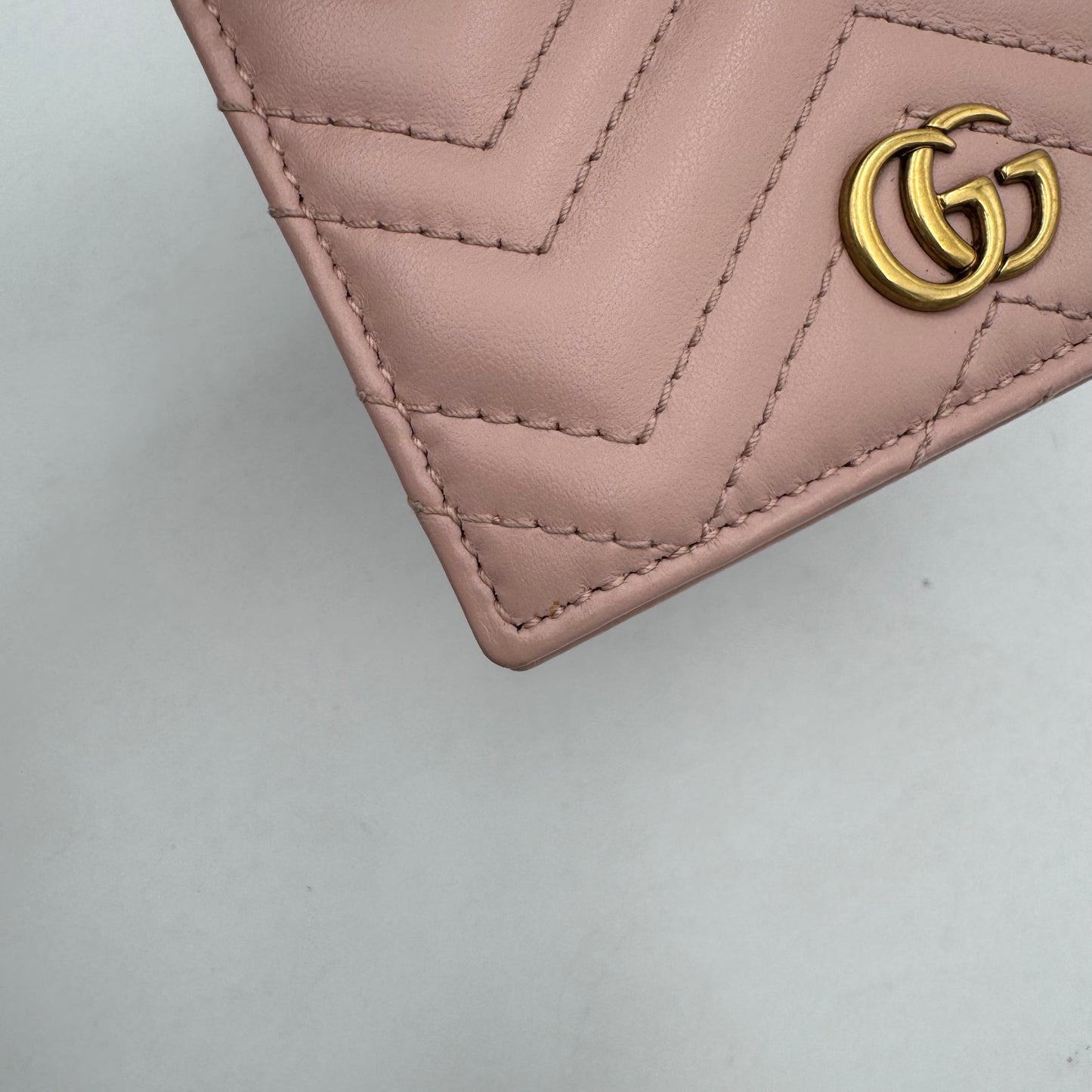 Gucci Light Pink Leather Marmont Bifold Card Holder