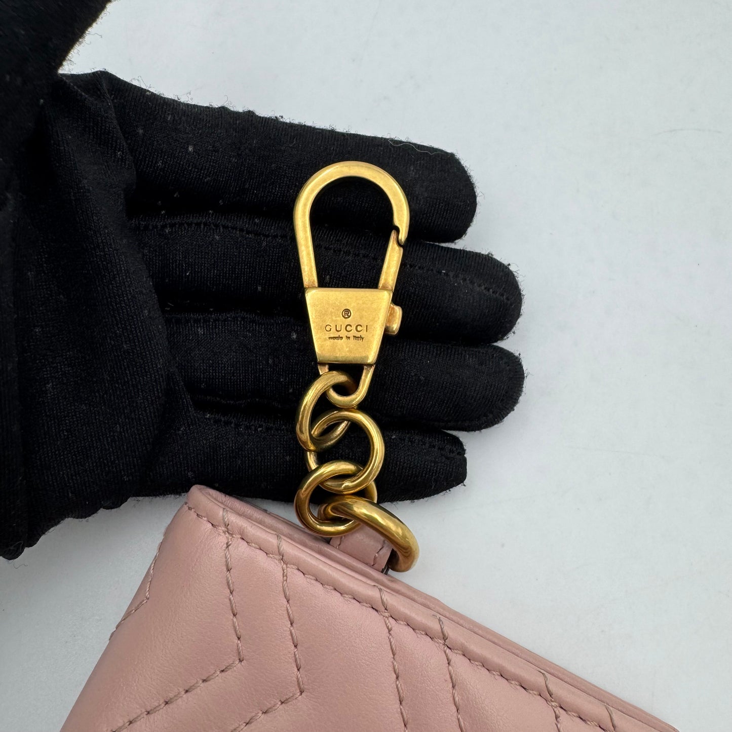 Gucci Light Pink Leather Marmont Bifold Card Holder