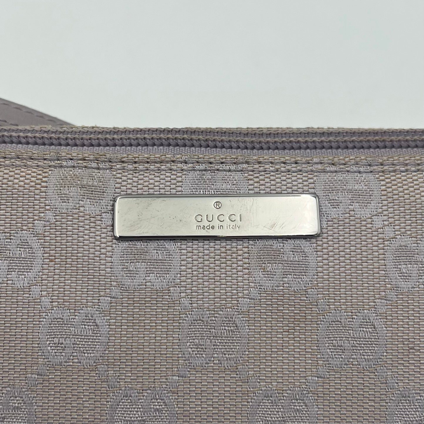 Gucci Lavender Monogram Canvas and Leather Boat Pochette