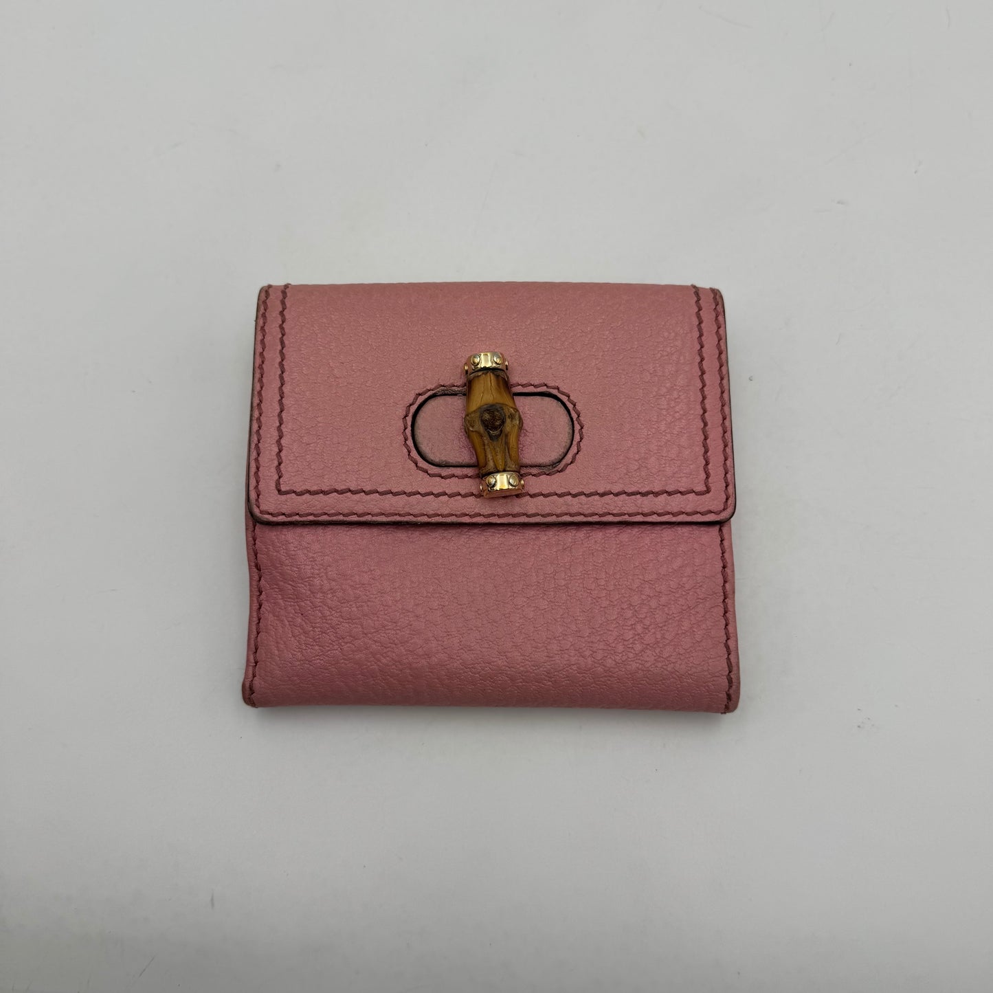 Gucci Pink Leather Bamboo Twist Bifold Short Wallet