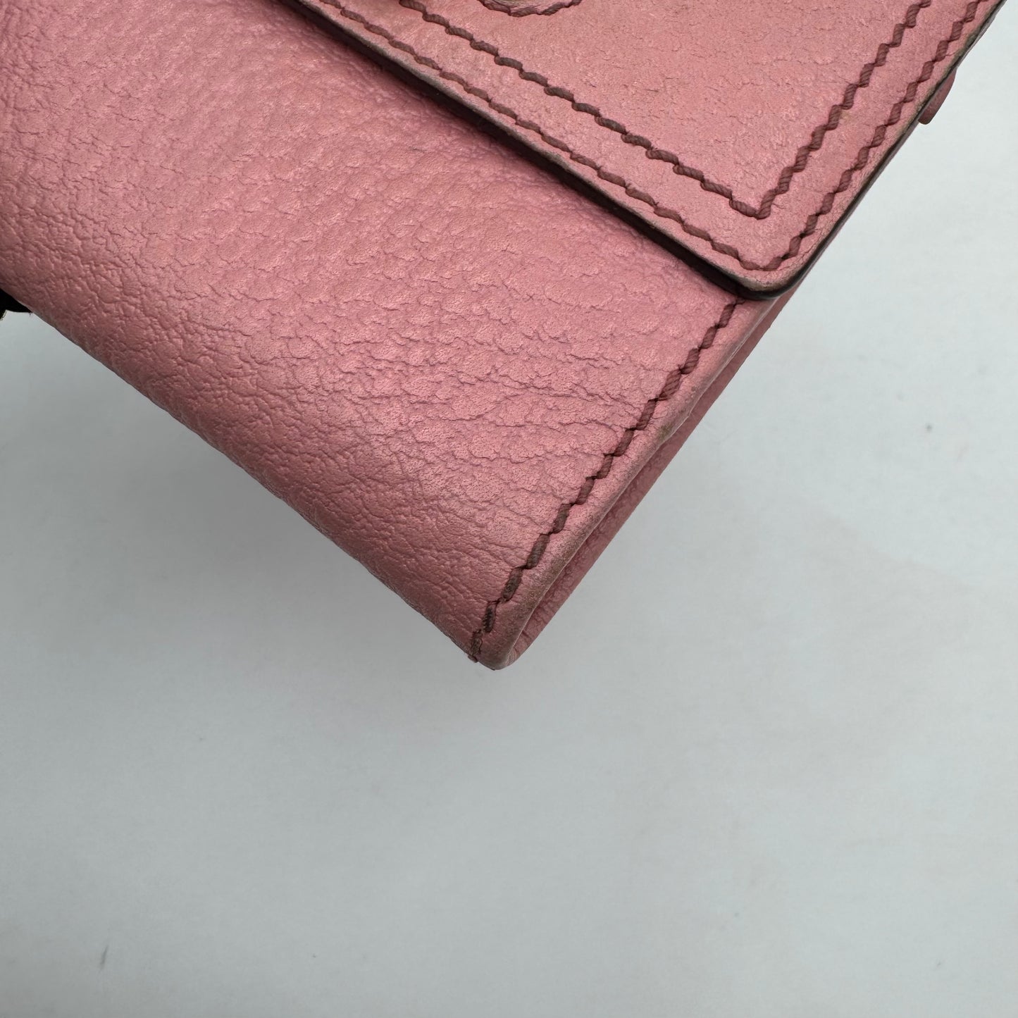 Gucci Pink Leather Bamboo Twist Bifold Short Wallet