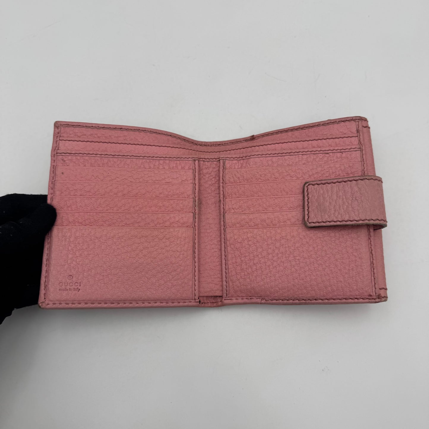 Gucci Pink Leather Bamboo Twist Bifold Short Wallet