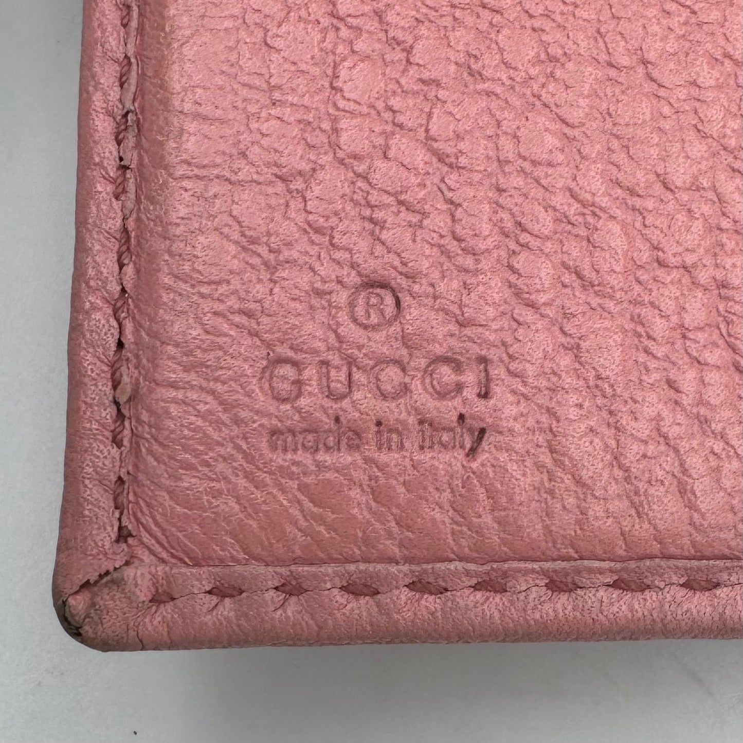 Gucci Pink Leather Bamboo Twist Bifold Short Wallet