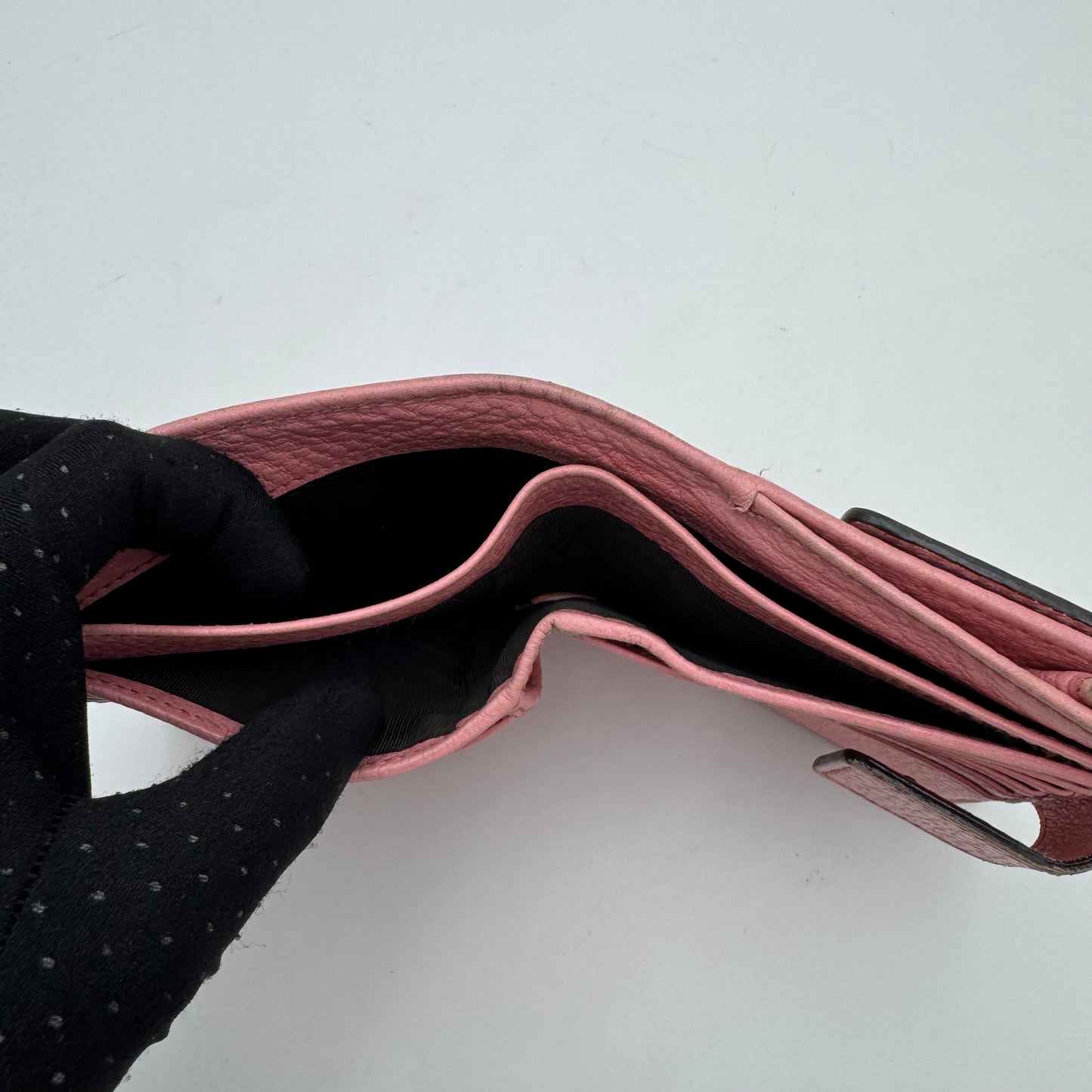 Gucci Pink Leather Bamboo Twist Bifold Short Wallet