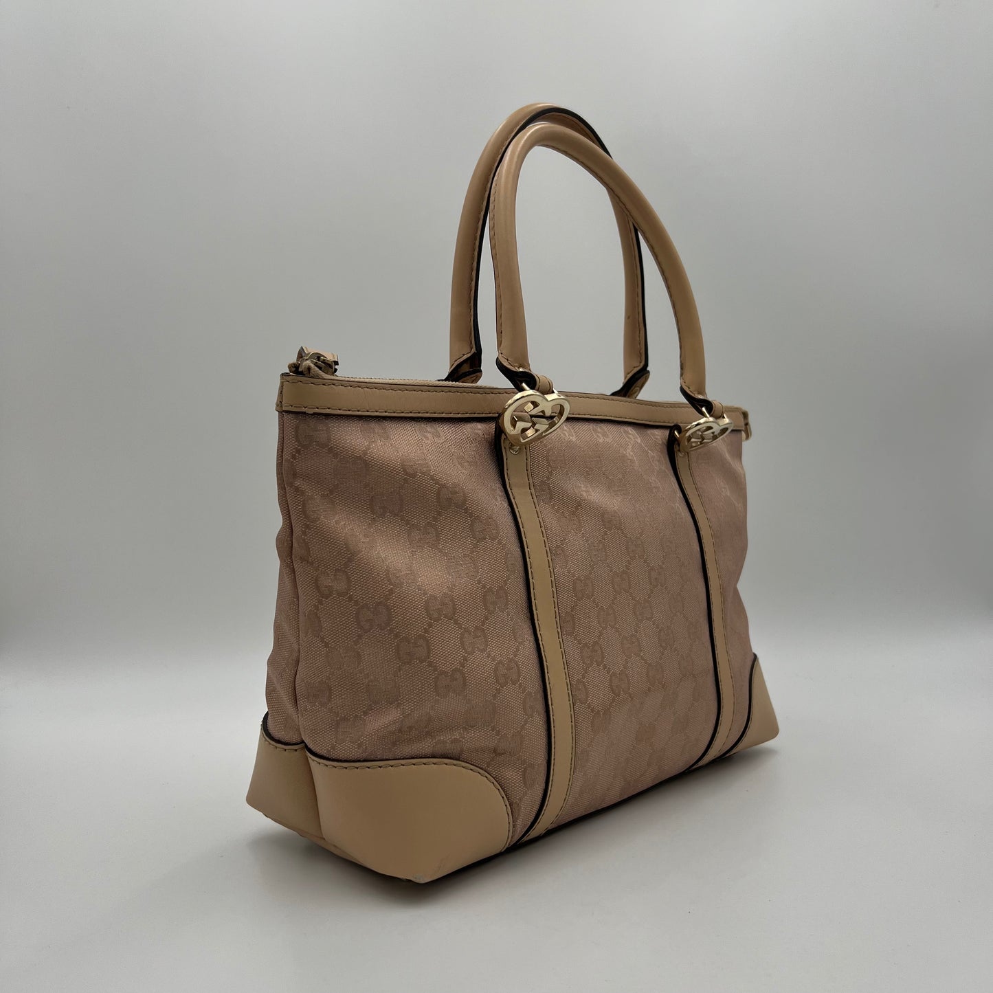 Gucci Glittery Pink Monogram Canvas Heart GG Lovely Tote