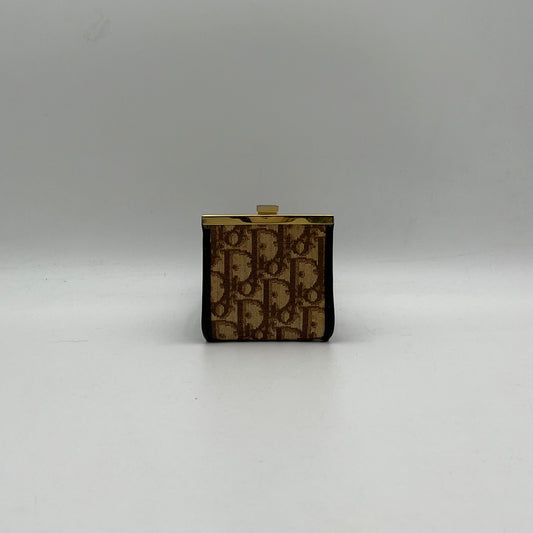 Christian Dior Brown Monogram Vintage Lock Coin Purse