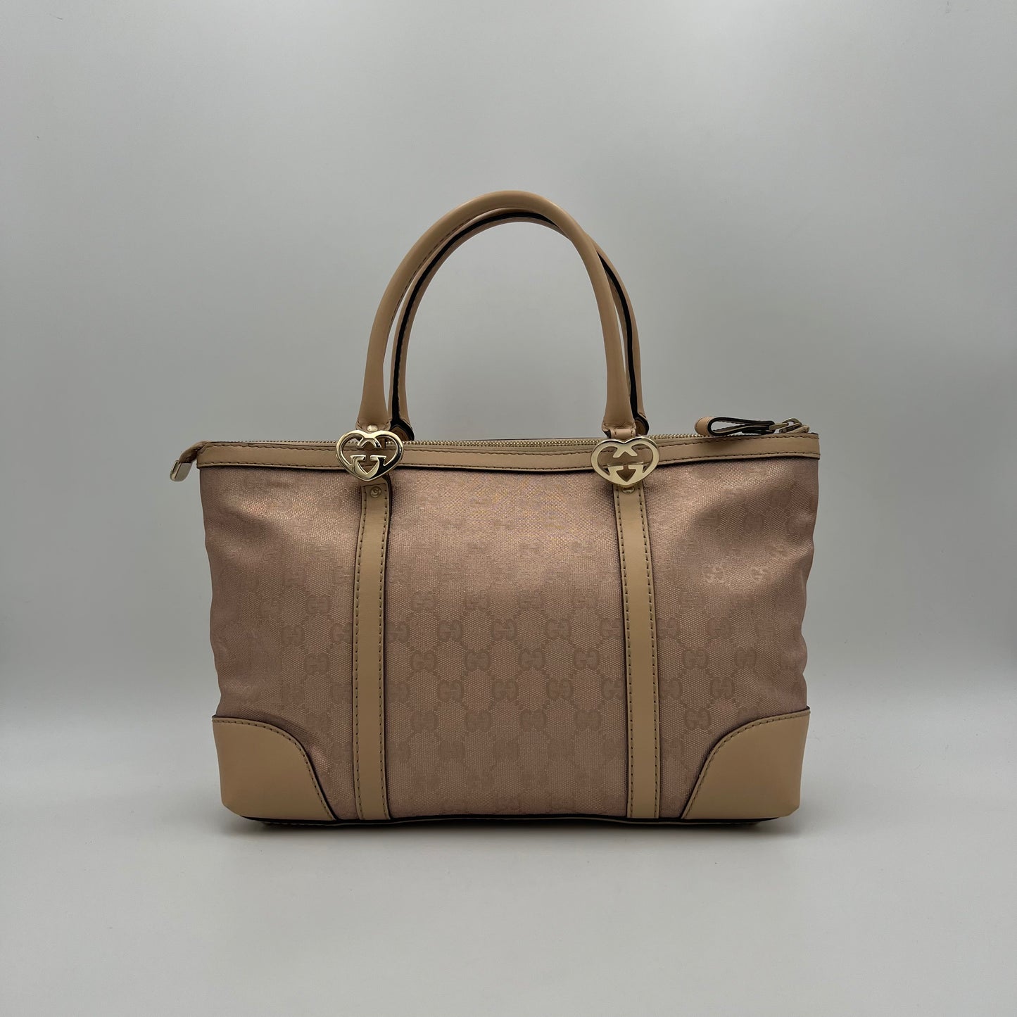 Gucci Glittery Pink Monogram Canvas Heart GG Lovely Tote