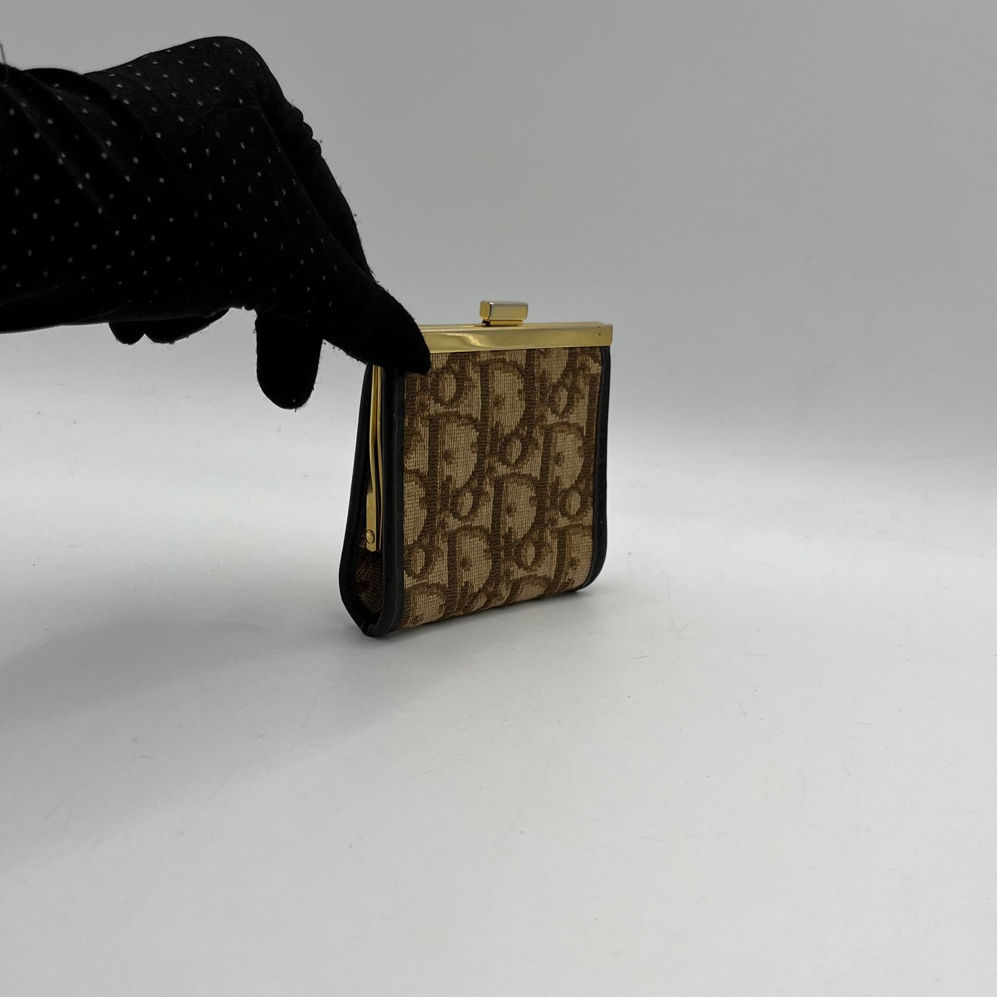 Christian Dior Brown Monogram Vintage Lock Coin Purse