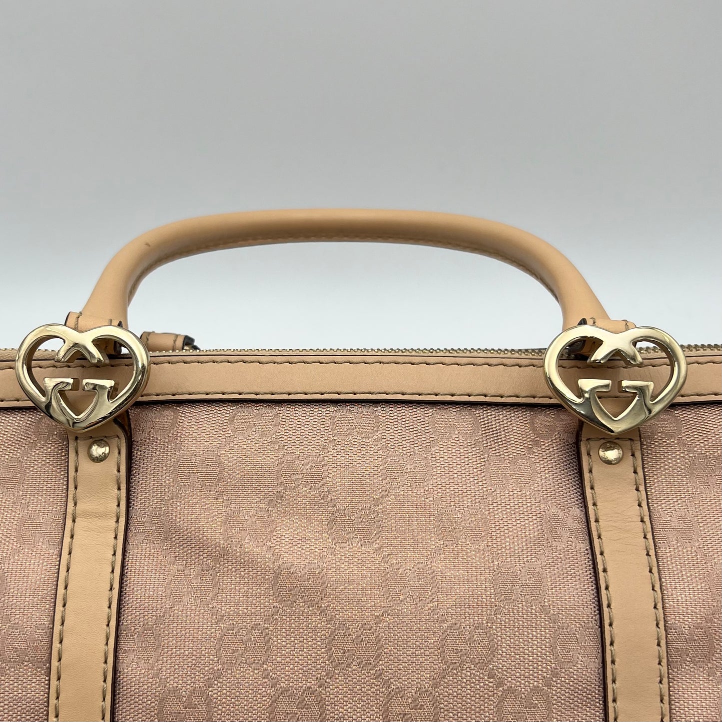 Gucci Glittery Pink Monogram Canvas Heart GG Lovely Tote