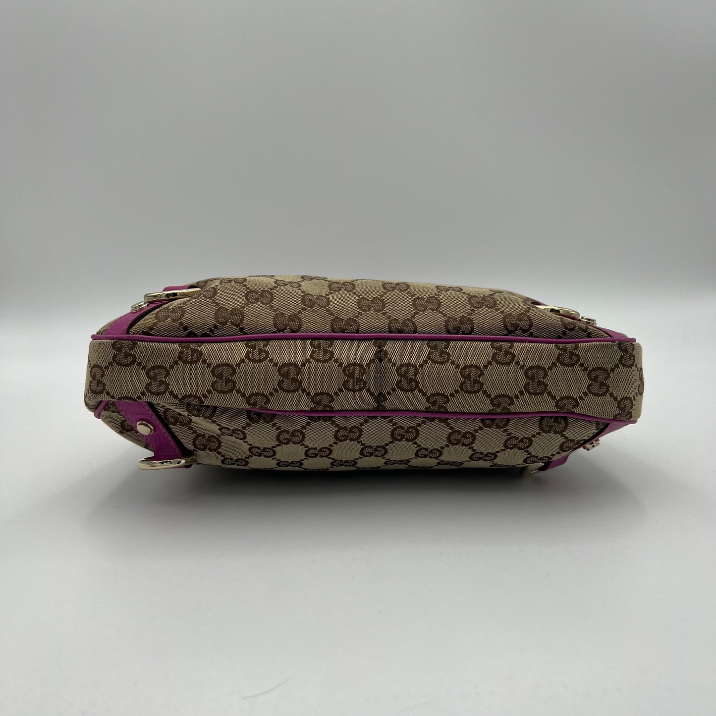 Gucci Monogram Canvas Pink Leather Abbey D-Ring Hobo Shoulder Bag