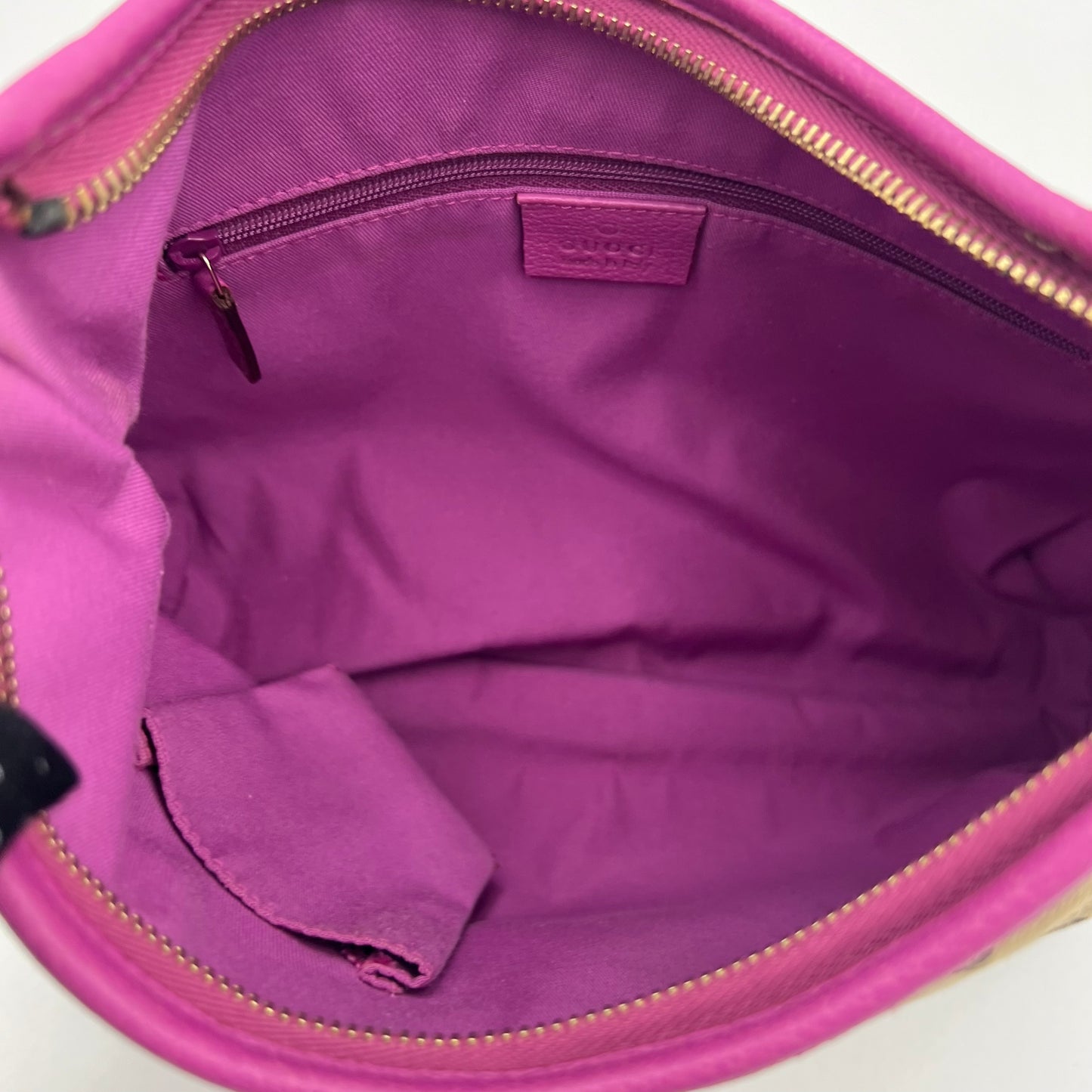 Gucci Monogram Canvas Pink Leather Abbey D-Ring Hobo Shoulder Bag