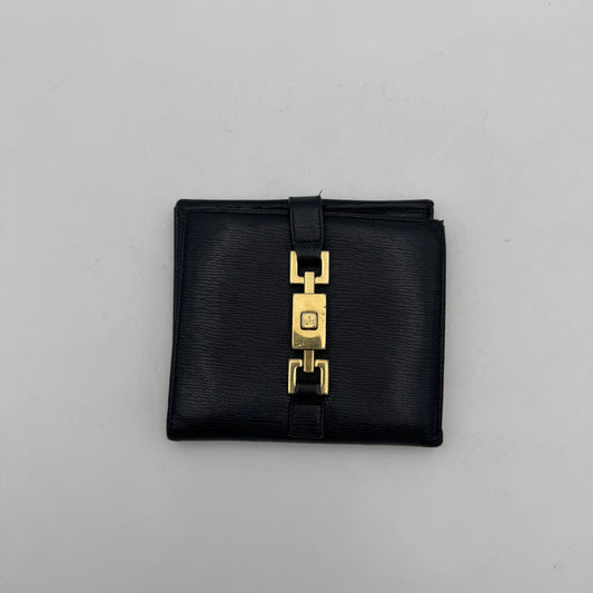 Gucci Black Leather Horsebit Jackie Bifold Short Wallet