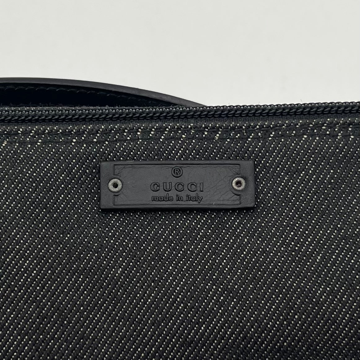 Gucci Black Denim and Leather Boat Pochette