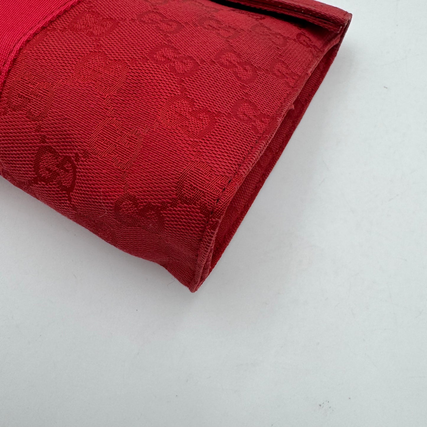 Gucci Red Monogram Canvas Flap Cosmetic Pouch
