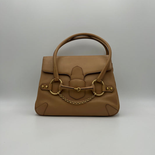 Gucci Camel Leather Horsebit Chain Flap Shoulder Bag