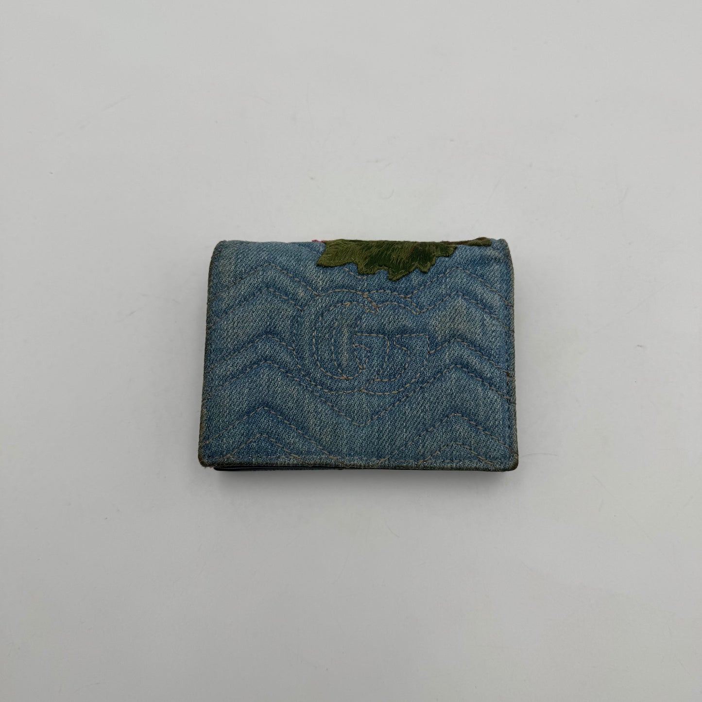 Gucci Floral Denim Marmont Bifold Short Compact Wallet
