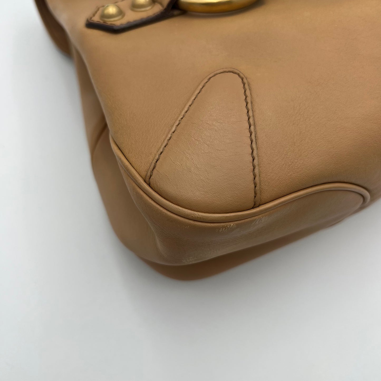 Gucci Camel Leather Horsebit Chain Flap Shoulder Bag