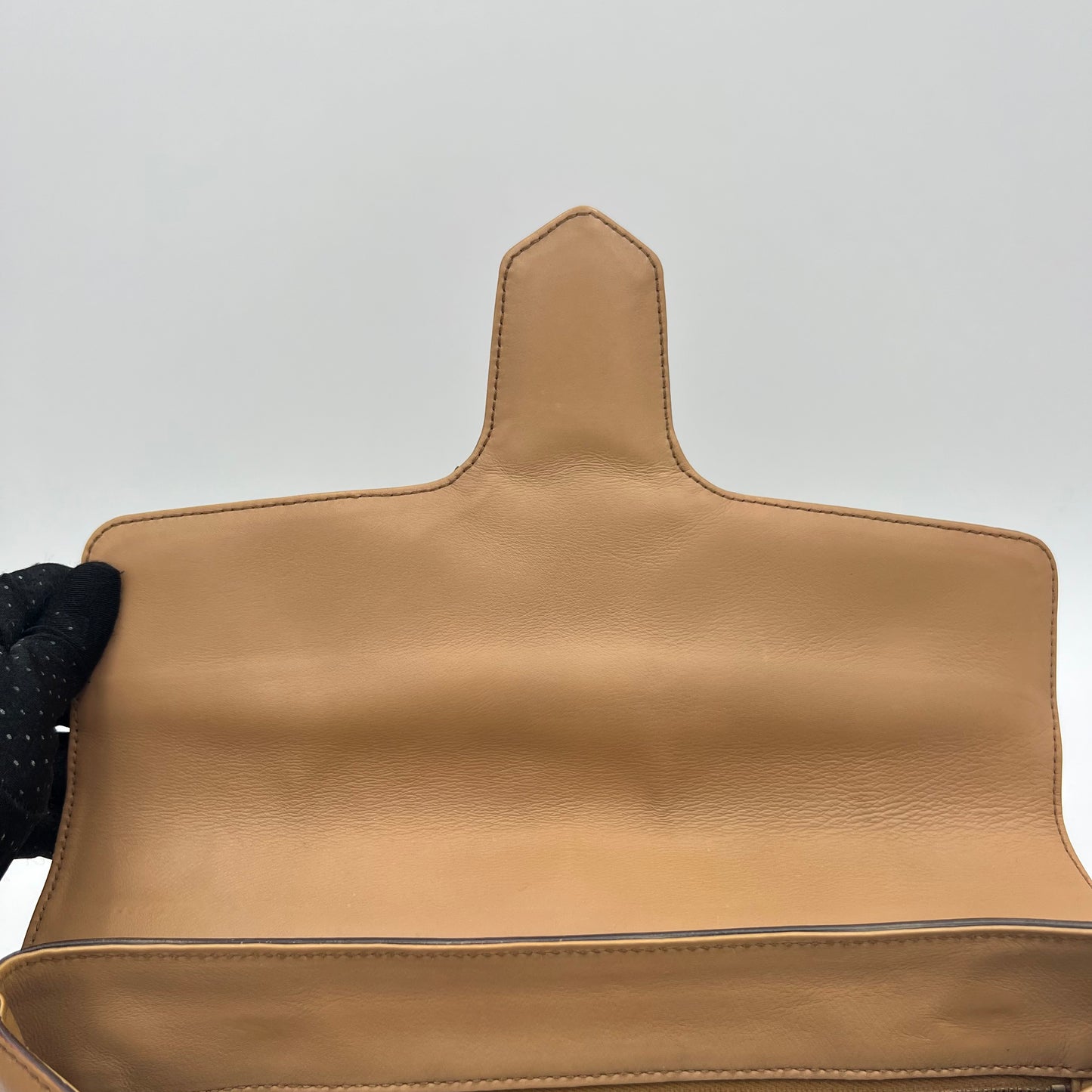 Gucci Camel Leather Horsebit Chain Flap Shoulder Bag
