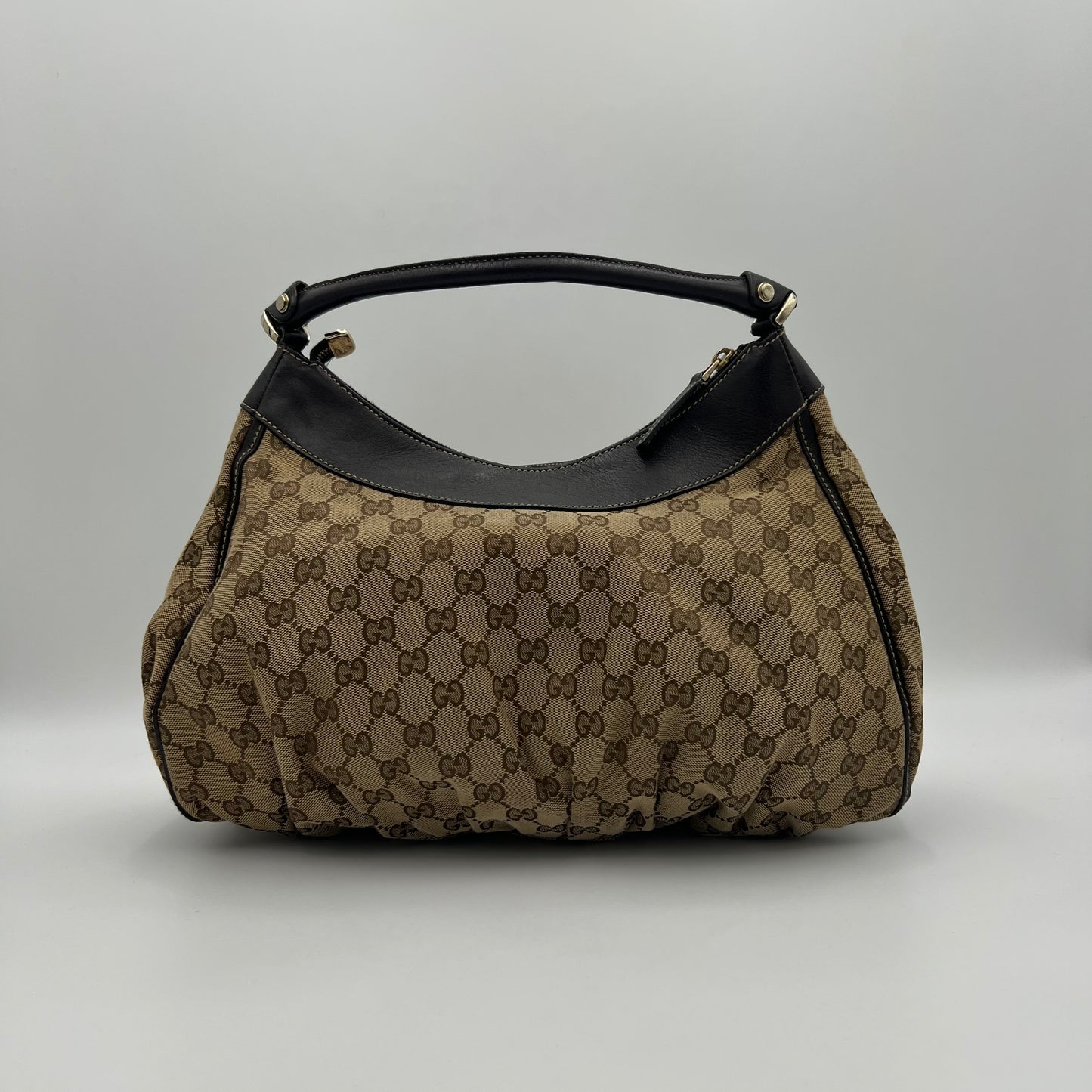 Gucci Brown Monogram Canvas and Leather Abbey D-Ring Large Hobo Bag