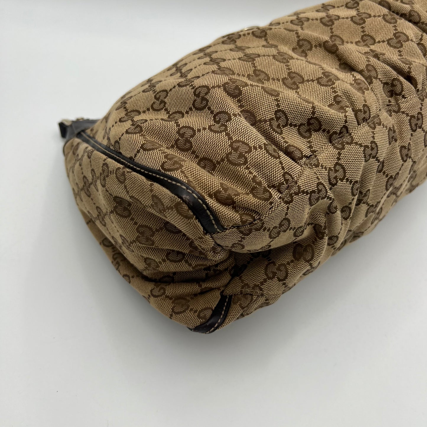 Gucci Brown Monogram Canvas and Leather Abbey D-Ring Large Hobo Bag