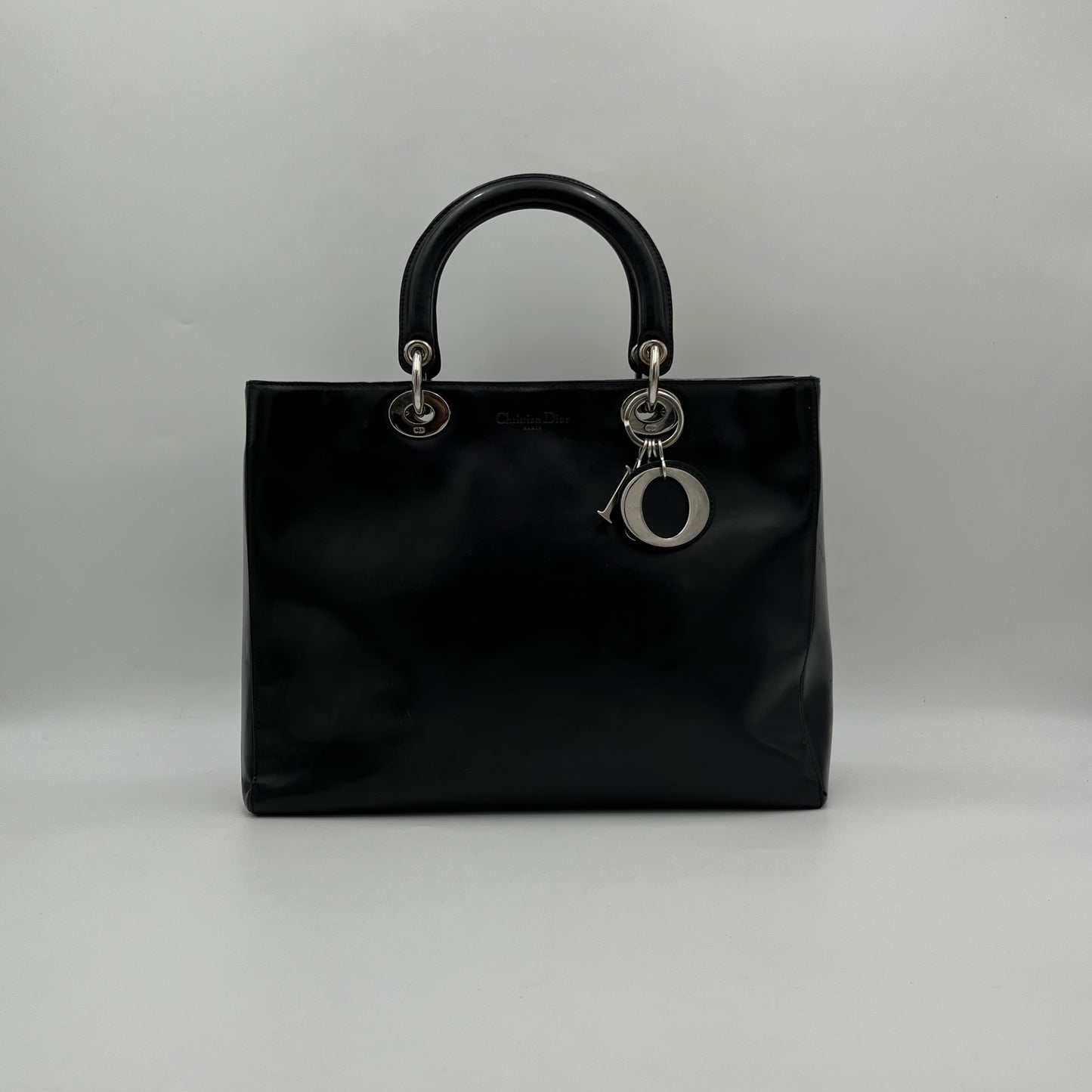 Christian Dior Black Patent Leather Large Lady Dior SHW