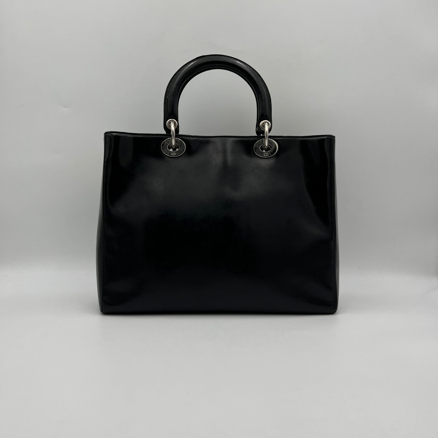 Christian Dior Black Patent Leather Large Lady Dior SHW